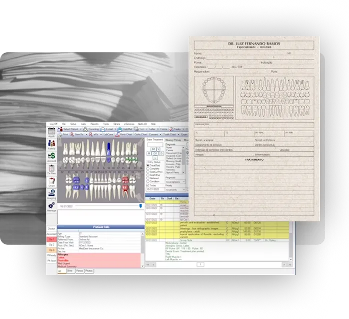 Comparação entre software antigo e moderno para dentistas